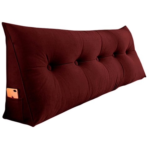 Almofada Para Cabeceira Encosto Apoio Lombar Spot 140cm com Porta Celular Suede - Desk Design - Verm