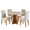 Ver imagem 1 de Mesa de Jantar 4 Lugares Volpi com Vidro Mel/Off White/Marfim - Viero Móveis
