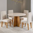 Ver imagem 2 de Mesa de Jantar 4 Lugares Volpi com Vidro Mel/Off White/Marfim - Viero Móveis