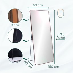 Espelho Grande Retangular Corpo Inteiro com Moldura em Metal 150 X 60 Cm - 6