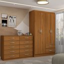 Ver imagem 1 de Guarda-roupa Mila 4 Portas 2 Gavetas com Cômoda 10 Gavetas Cinamomo - Panorama Móveis