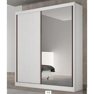 Guarda Roupa Solteiro com Espelho 2 Portas 3 Gavetas Virtus - Branco - Móveis Novo Horizonte