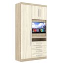 Ver imagem 1 de Guarda-Roupa Solteiro Modular 3 Portas 4 Gavetas Nicho e Painel Giratório para Tv Até 32 Polegadas