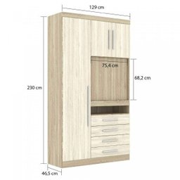Guarda-Roupa Solteiro Modular 3 Portas 4 Gavetas Nicho e Painel Giratório para Tv Até 32 Polegadas - 4