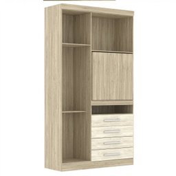 Guarda-Roupa Solteiro Modular 3 Portas 4 Gavetas Nicho e Painel Giratório para Tv Até 32 Polegadas - 3