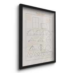 Quadro Decorativo Barquinho de Papel Origami 45x33 C/vidro - 2