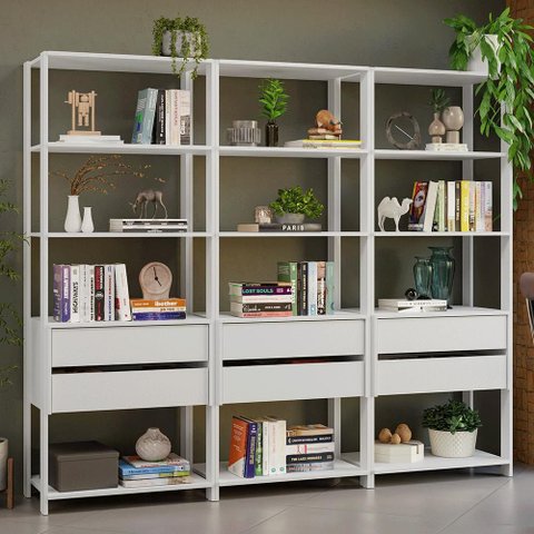 Estante Armário Multiuso para Livros 6 Gavetas 12 Prateleiras 210cm Madesa