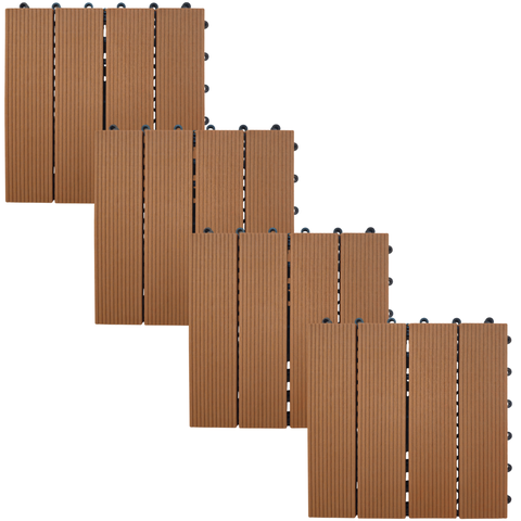 4 Deck Plástico Jatobá 30x30 Box Banheiro Piscina Jardim