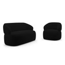 Ver imagem 1 de Kit Poltrona Giratória e Sofá Orgânico Living Glee 02 Lugares 140cm Veludo Preto - Desk Design