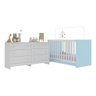 Berço 3 em 1 para Colchão 130 X 60cm com Cômoda Doce de Leite Multimóveis Branco Azul - 1