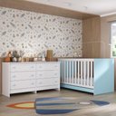 Ver imagem 6 de Berço 3 em 1 para Colchão 130 X 60cm com Cômoda Doce de Leite Multimóveis Branco Azul