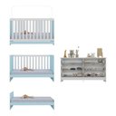 Ver imagem 3 de Berço 3 em 1 para Colchão 130 X 60cm com Cômoda Doce de Leite Multimóveis Branco Azul