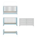 Ver imagem 2 de Berço 3 em 1 para Colchão 130 X 60cm com Cômoda Doce de Leite Multimóveis Branco Azul