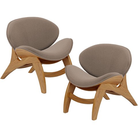 Kit 2 Poltronas Decorativa Orgânica Sala Living Kadosh L02 Bouclê Bege - Lyam Decor