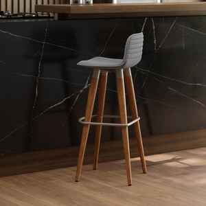 Banqueta Alta de Luxo Línea Unidecor Champanhe Assento Cinza