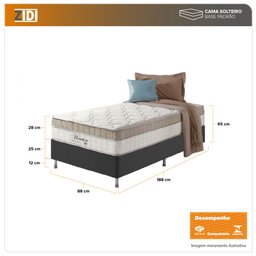 Cama Box Solteiro Preto + Colchão Molas Ensacadas Houston Pillow Inn 88x188x65cm - 2 Cama Box Solteiro Preto + Colchão Molas Ensacadas Houston Pillow Inn 88x188x65cm - 2