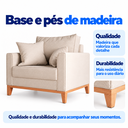 Ver imagem 6 de Poltrona Beny Linho 80cm Base e Pés de Madeira - Bege