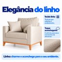 Ver imagem 7 de Poltrona Beny Linho 80cm Base e Pés de Madeira - Bege
