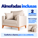 Ver imagem 4 de Poltrona Beny Linho 80cm Base e Pés de Madeira - Bege
