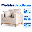 Ver imagem 3 de Poltrona Beny Linho 80cm Base e Pés de Madeira - Bege