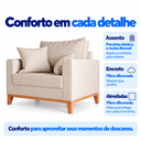 Ver imagem 5 de Poltrona Beny Linho 80cm Base e Pés de Madeira - Bege