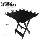 Ver imagem 2 de Conjunto Mesa Dobrável 70x70 com 4 Cadeiras de Madeira Dobrável Retrátil Preto
