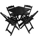 Ver imagem 5 de Conjunto Mesa Dobrável 70x70 com 4 Cadeiras de Madeira Dobrável Retrátil Preto