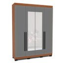 Ver imagem 2 de Roupeiro Solteiro Valência 4 Portas com Espelho 161x214cm Freijó/Cinza 240851