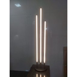 Luminária Chão Moderna Slim Linear Triplo Perfil Led Integrado Base Redonda 1,20m - Prata - 7