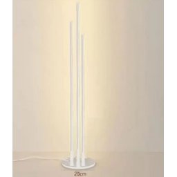 Luminária Chão Moderna Slim Linear Triplo Perfil Led Integrado Base Redonda 1,20m - Prata - 4
