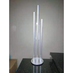 Luminária Chão Moderna Slim Linear Triplo Perfil Led Integrado Base Redonda 1,20m - Prata - 6