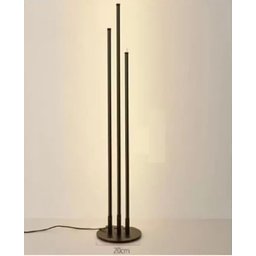 Luminária Chão Moderna Slim Linear Triplo Perfil Led Integrado Base Redonda 1,20m - Prata - 2