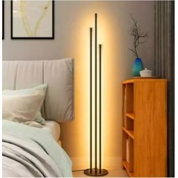 Luminária Chão Moderna Slim Linear Triplo Perfil Led Integrado Base Redonda 1,20m - Prata - 5