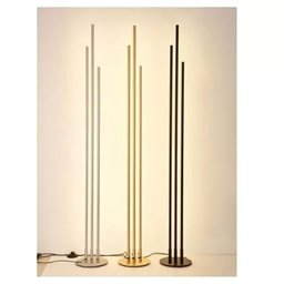 Luminária Chão Moderna Slim Linear Triplo Perfil Led Integrado Base Redonda 1,20m - Prata - 1