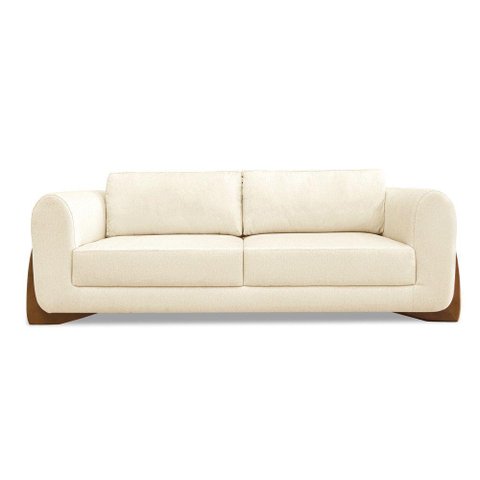 Sofá 2 Lugares Base de Madeira Clarissa 180 Cm Linho S04 - D'Rossi Cor Perola