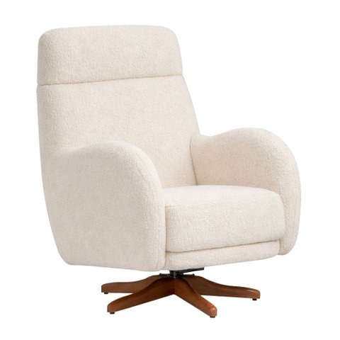 Poltrona de Amamentação Laura Giratória Balanço Bouclé Off White - Nexta Casa