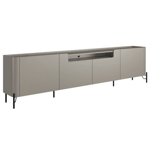 Rack para Sala de Estar Tv 75 Pol 4 Portas Pés Industrial Preto Alef I03 Grigio - Lyam Decor