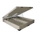 Ver imagem 1 de Base Box Baú Casal Luxo Blindado Bipartido Acolchoes Suede Bege 41x138x188
