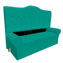 Ver imagem 1 de Conjunto Cabeceira Solteiro e Recamier Baú 90cm Calçadeira Banco Quarto Estofado:suede Azul Turquesa