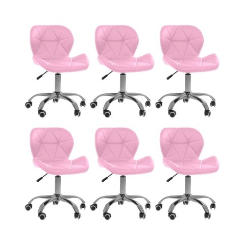 Cadeira Office Eiffel Slim Oficial Giratória - Rosa - 6