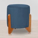 Ver imagem 3 de Puff Jade Pés de Madeira Suede: Azul Royal