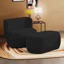 Ver imagem 2 de Namoradeira com Puff Orgânico Molly 02 Lugares Veludo Preto - Desk Design