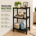 Ver imagem 3 de Pateleira Preta Multiuso 3 Andares Organizadora Desmontavel Lavanderia Casa