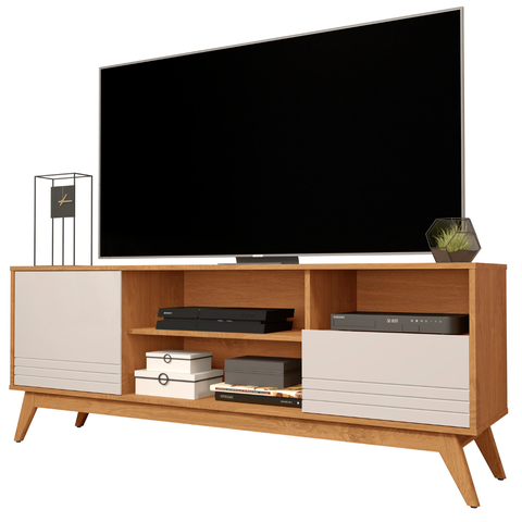 Rack para Sala Pés em Madeira Material em Mdf Kairo Wood - Via Nossa:nature/off White