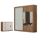 Ver imagem 1 de Guarda Roupa Casal Sienna com Espelho e Cômoda Seul Cumaru 25 Fendi - Novo Horizonte