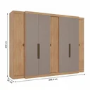 Ver imagem 3 de Guarda Roupa Casal 100% MDF 7 Portas 4 Gavetas Nogal/Cinza Gris Yescasa Supremo 266 x 230cm
