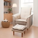 Ver imagem 1 de Poltrona do Papai Luna e Puff Suede Bege Liso Tana Decor Newbelle Decor