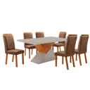 Ver imagem 1 de Mesa de Jantar Aster 180cm Tampo MDF Vidro Canto Copo com 6 Cadeiras Lorena