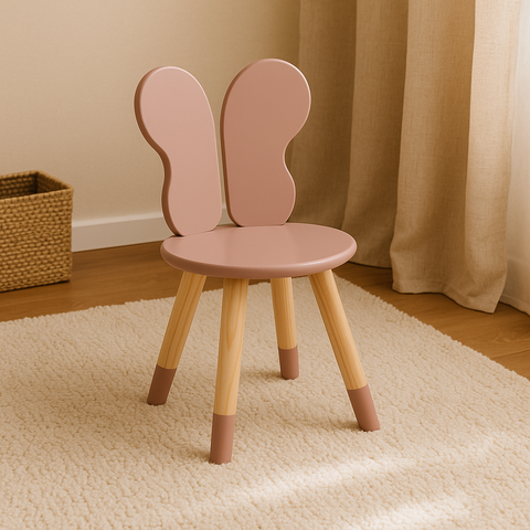Cadeira Infantil Borboleta Tampo Mdf Pés Pinus:rosê