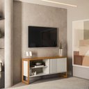 Ver imagem 3 de Rack TV com Nicho Off White Nature Amadeirado 141cm Gold Moderno